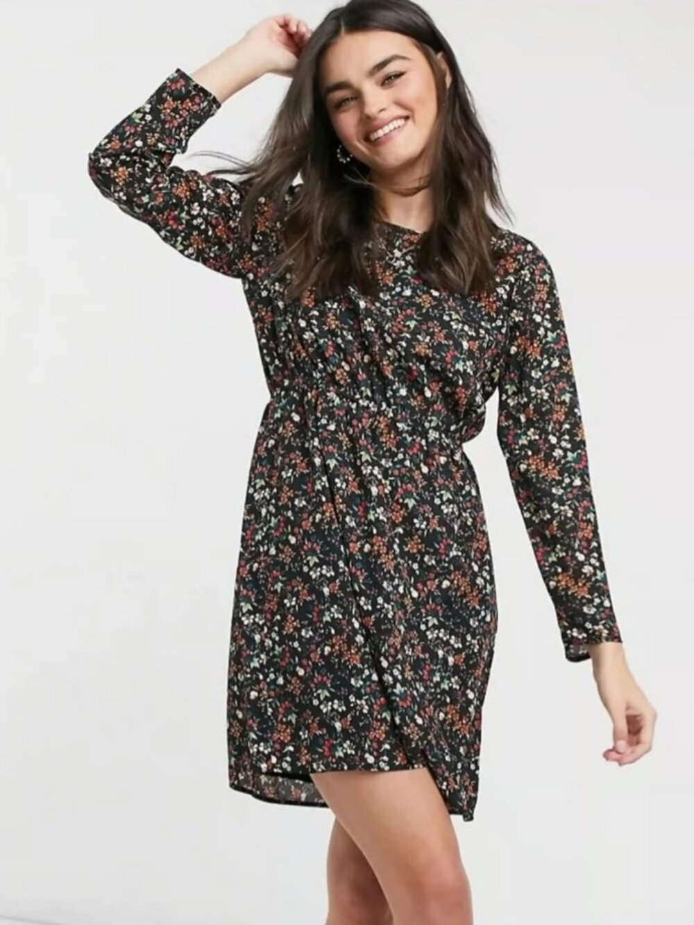 2/$30 J. Crew Mercantile Floral Print Tulip Hem Long Sleeve Dress 4 #A2260
